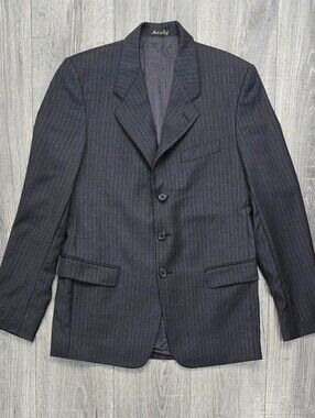 Vintage Princeton Made in Italy Charcoal Pinstripe 3-Button Blazer Jacket.